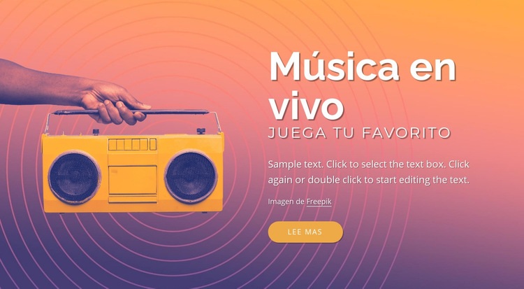 Diseño de música en vivo Página de destino