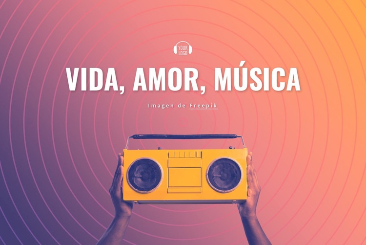 Vida amor musica Maqueta de sitio web