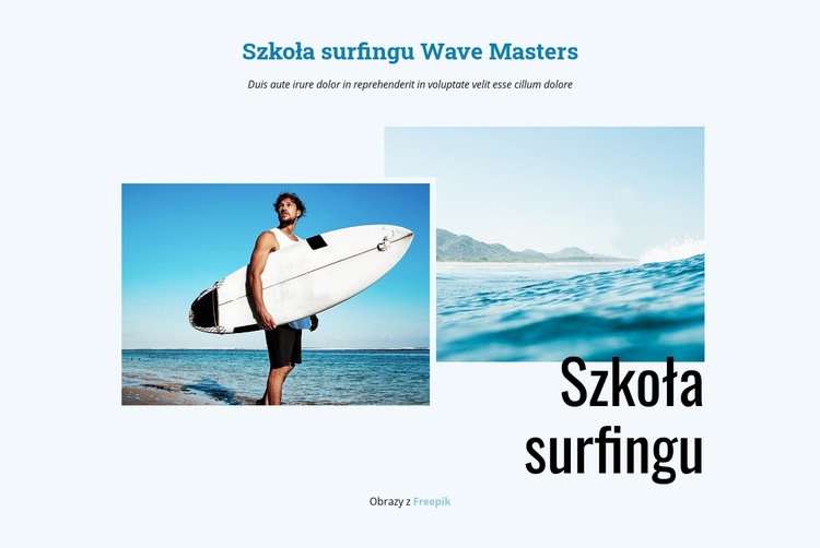 Szkoła surfingu Makieta strony internetowej