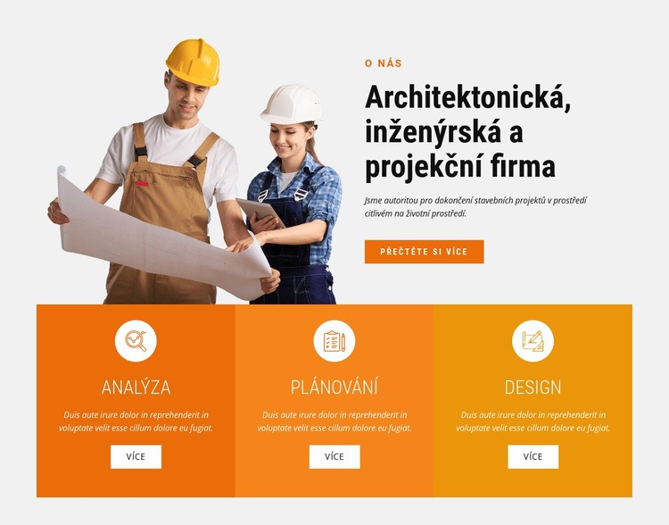 Architektonická, inženýrská a projekční firma Šablona webové stránky