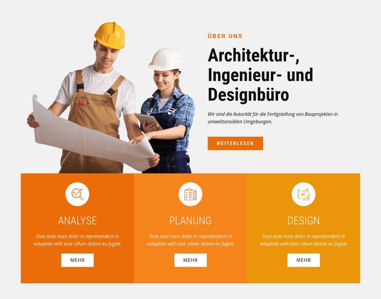 Architektur-, Ingenieur- und Designbüro Eine Seitenvorlage
