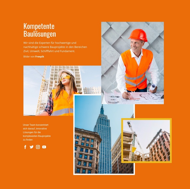 Wesentliche Dienstleistungen für die Bauindustrie Website Builder-Vorlagen