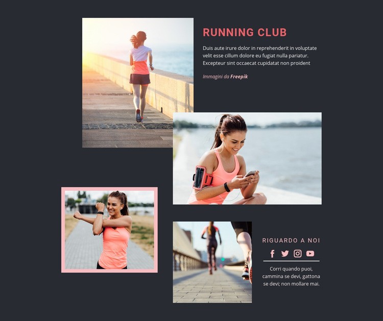 Running Club Mockup del sito web