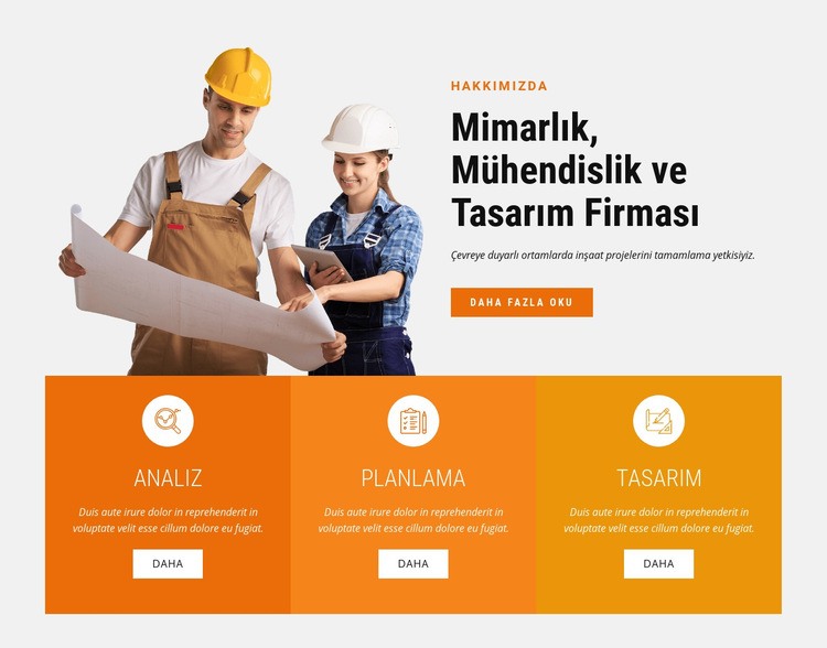 Mimarlık, Mühendislik ve Tasarım Firması Bir Sayfa Şablonu