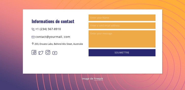 Coordonnées du groupe Créateur de site Web HTML