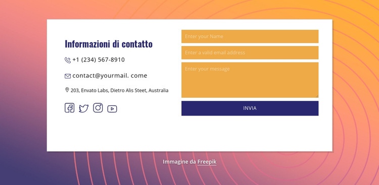 Informazioni di contatto nel gruppo Pagina di destinazione