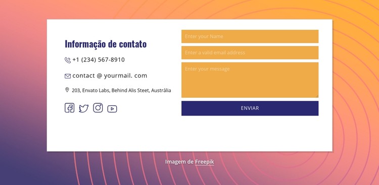 Informações de contato no grupo Template CSS