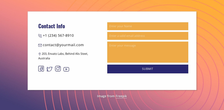 Contact info in group Website Mockup
