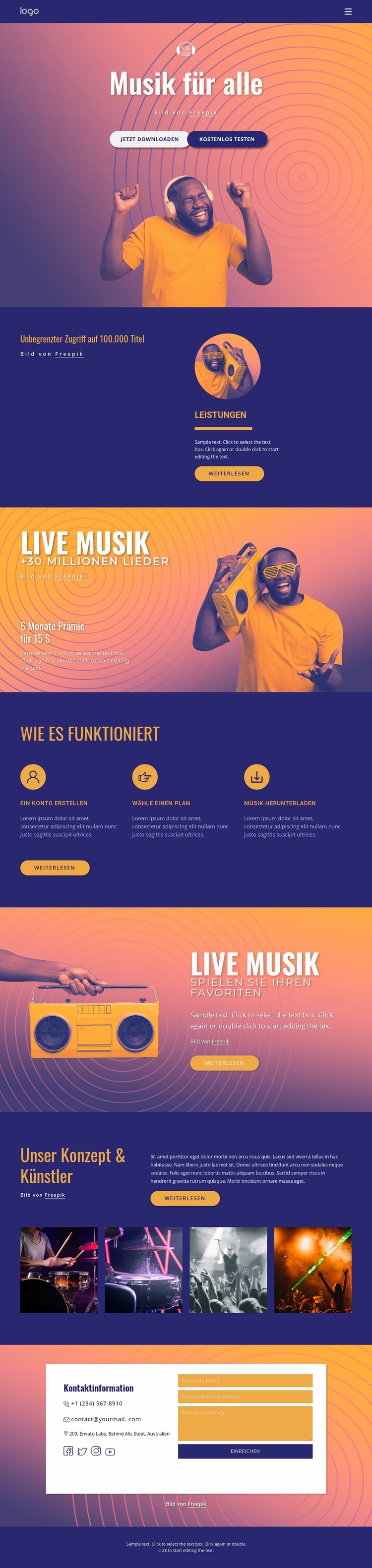 Musik für alle Website Builder-Vorlagen