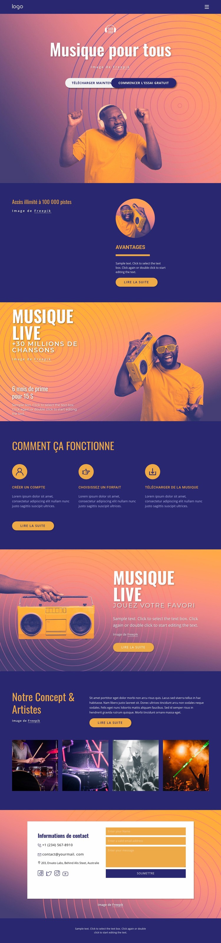 Musique pour tous Conception de site Web