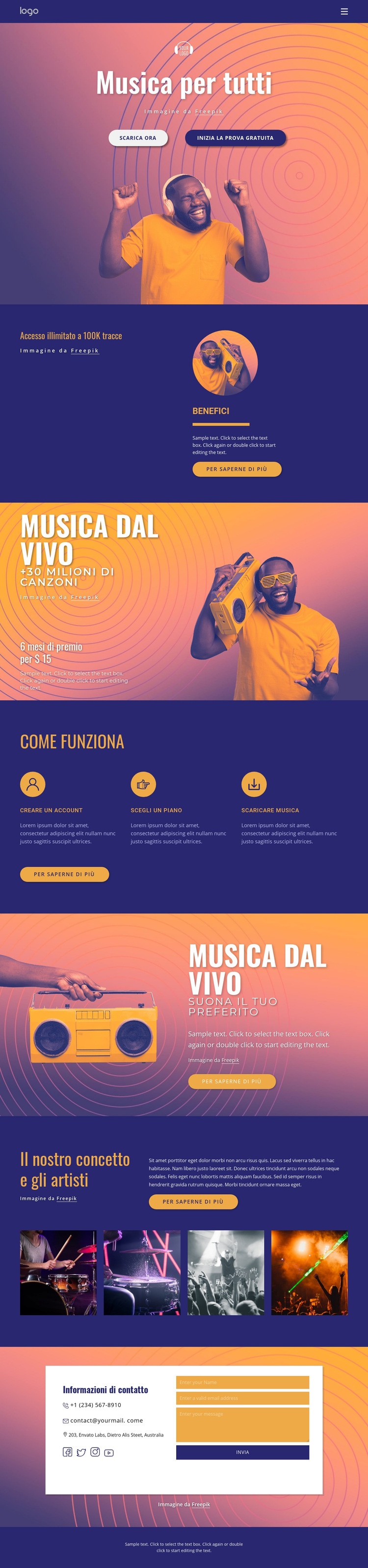 Musica per tutti Costruttore di siti web HTML