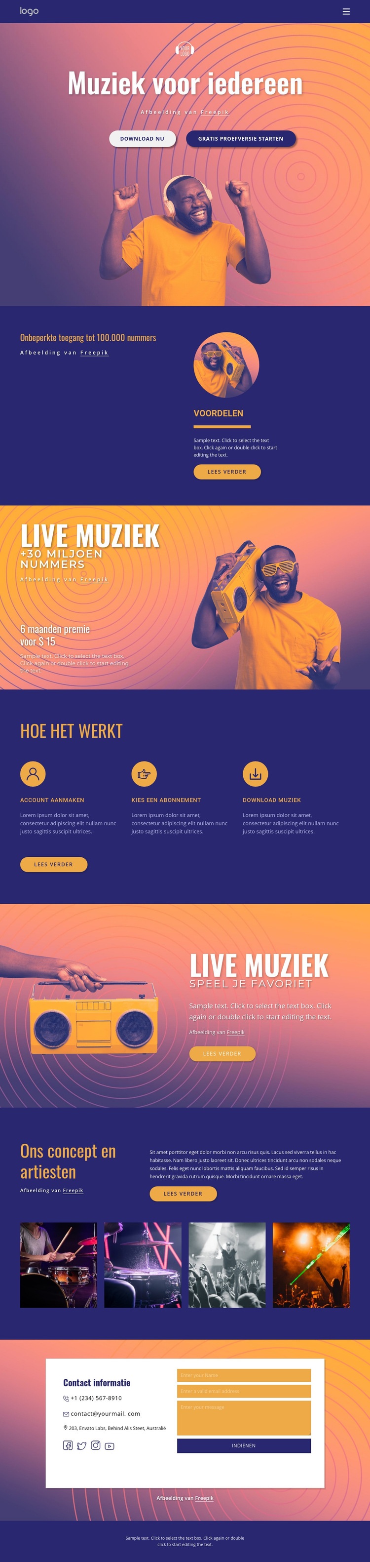 Muziek voor iedereen Html Website Builder