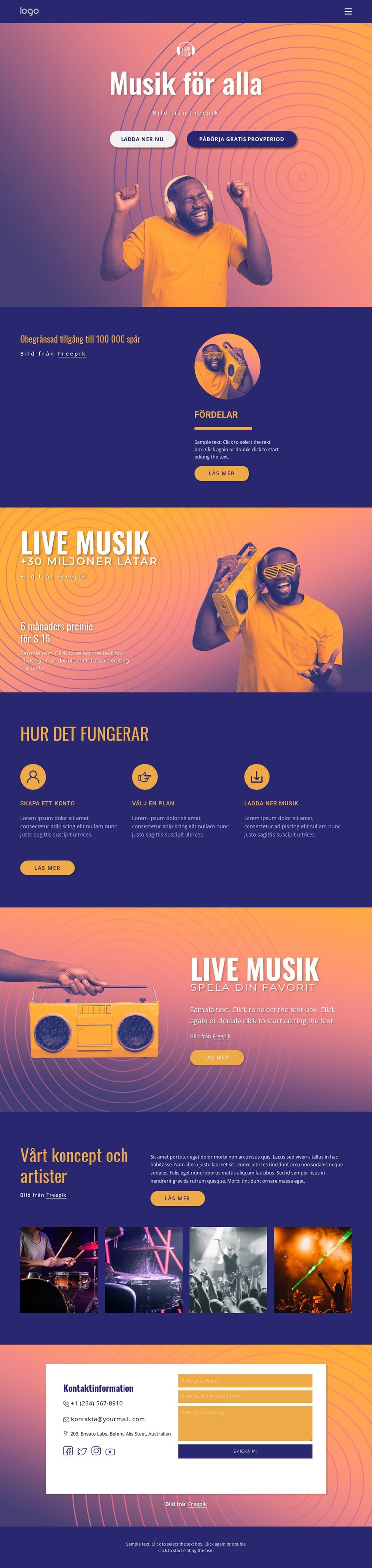 Musik för alla Webbplats mall