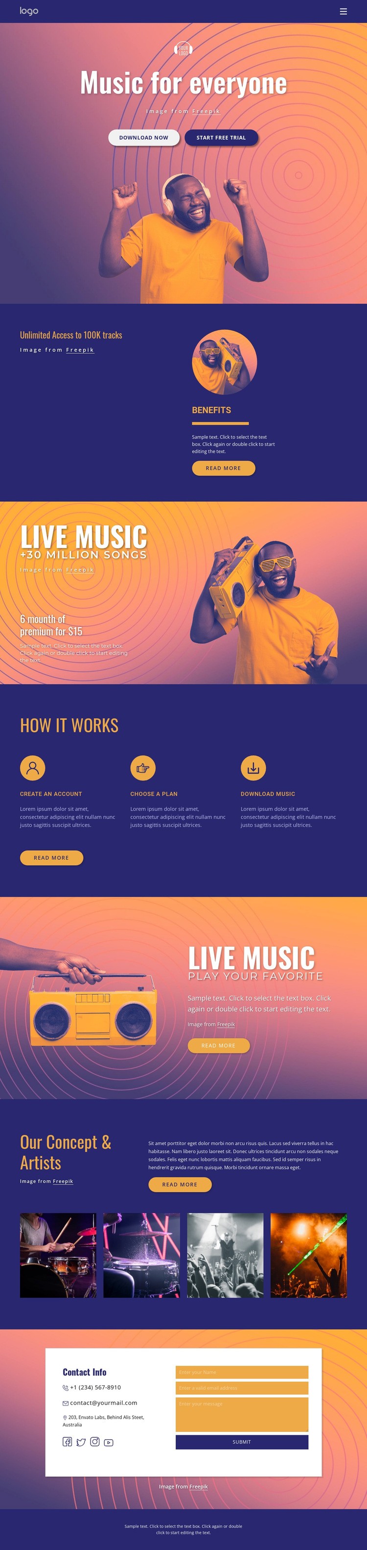 Music for everyone Webflow Template Alternative