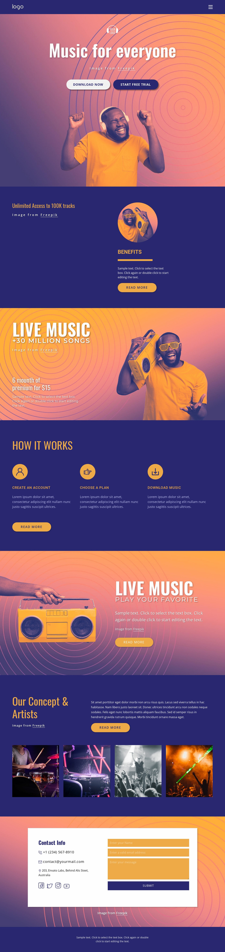 Music for everyone Website Builder Templates