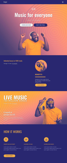 Music For Everyone Website Mockup