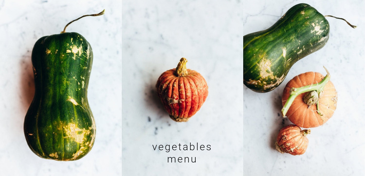 Vegetables menu Website Mockup