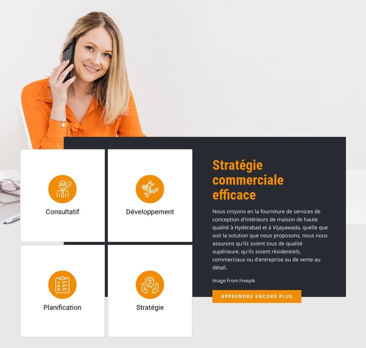 Stratégie commerciale efficace Maquette de site Web