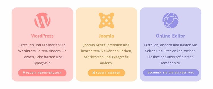 Farbige Spalten mit Symbolen Website-Modell