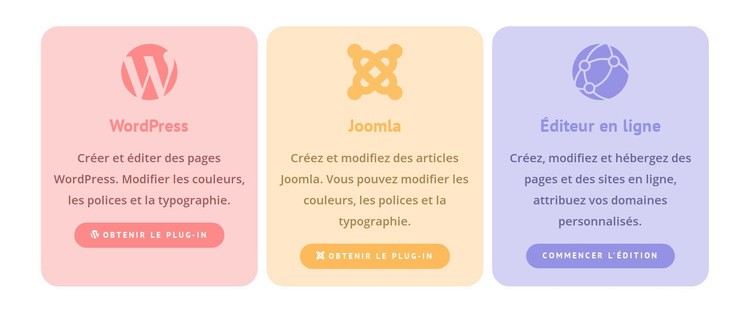 Colonnes colorées avec des icônes Modèle HTML5