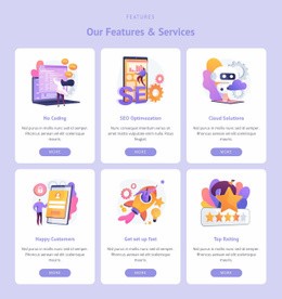 Six areas of work - Html Code Example by Nicepage