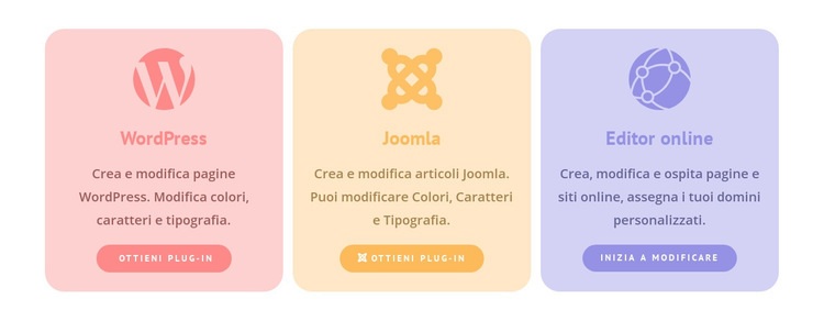 Colonne colorate con icone Modelli di Website Builder