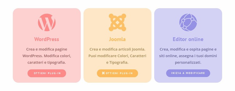 Colonne colorate con icone Progettazione di siti web