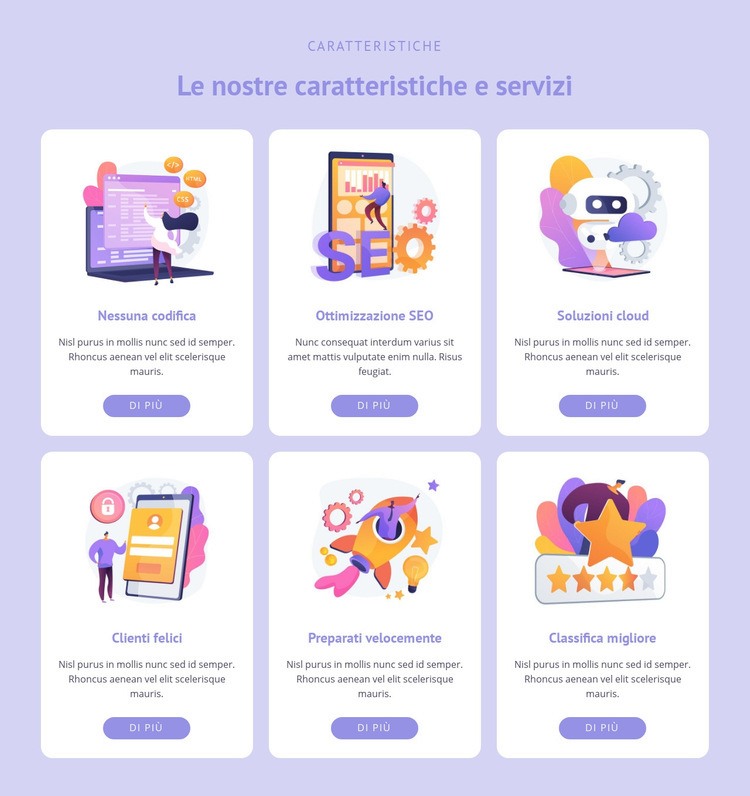 Sei aree di lavoro Mockup del sito web