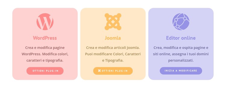 Colonne colorate con icone Modello CSS