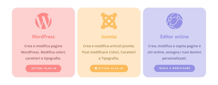 Colonne colorate con icone Tema WordPress