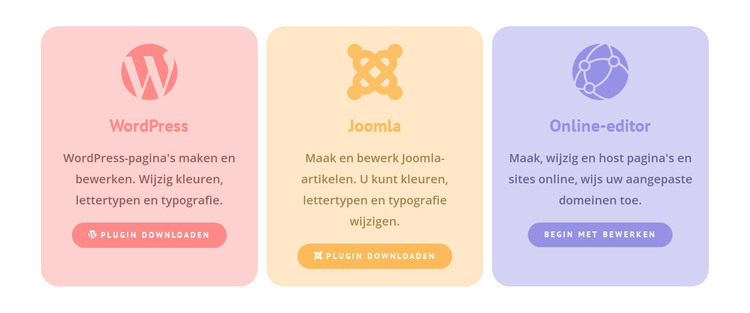 Gekleurde kolommen met pictogrammen HTML-sjabloon