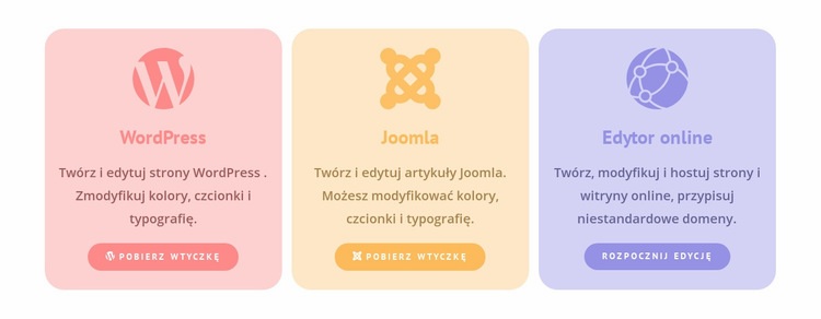 Kolorowe kolumny z ikonami Szablony do tworzenia witryn internetowych