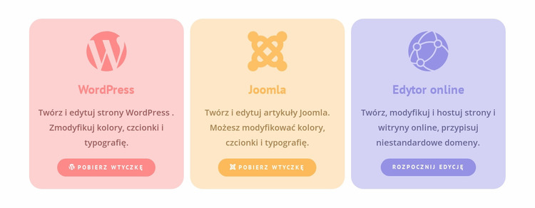Kolorowe kolumny z ikonami Szablon Joomla