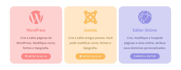 Colunas coloridas com ícones Tema WordPress