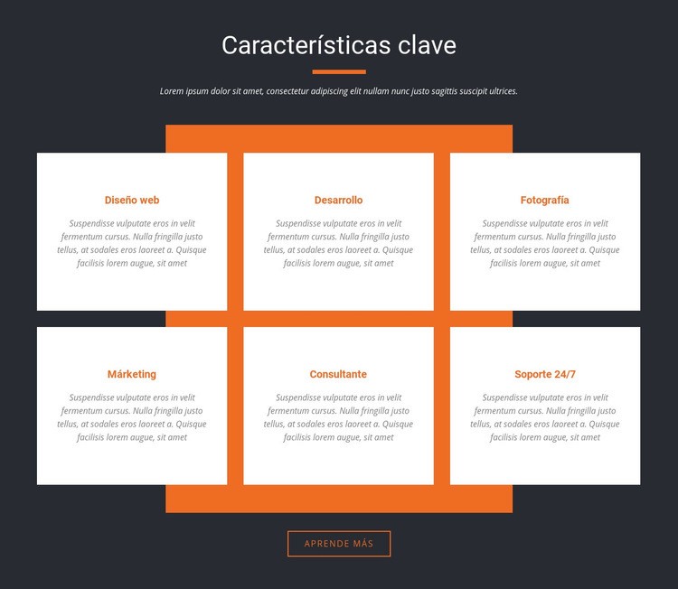 Caracteristicas importantes Plantillas de creación de sitios web