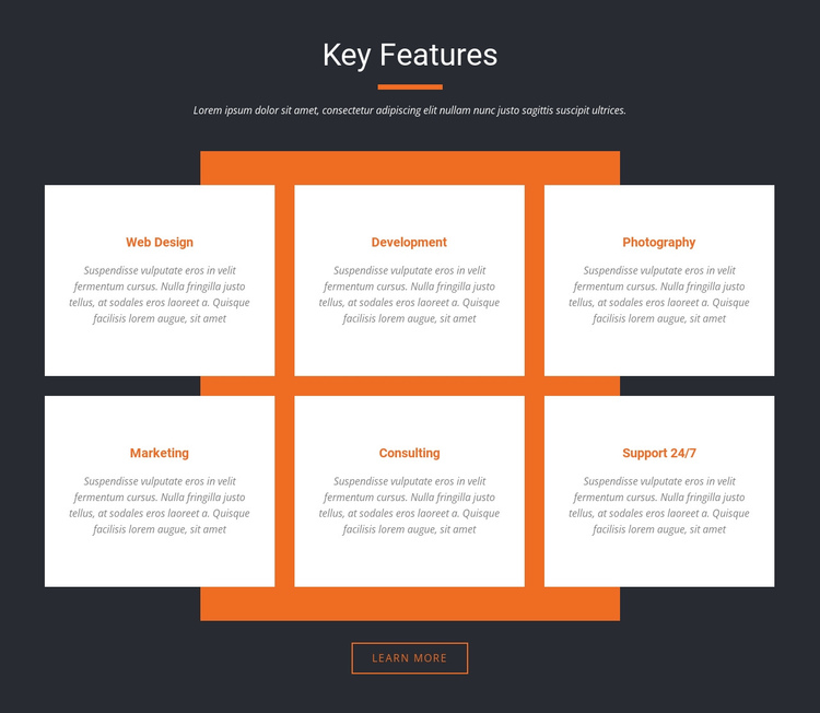 Important characteristics One Page Template