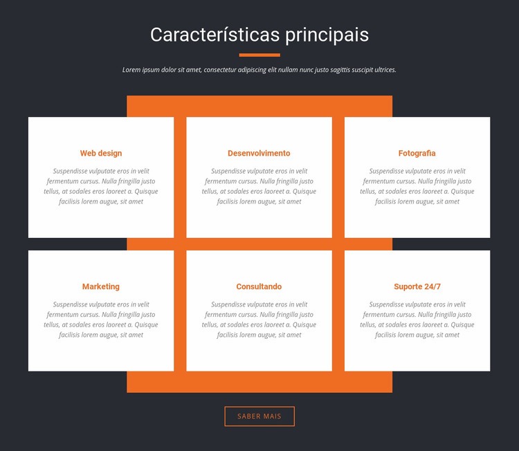 Características importantes Construtor de sites HTML