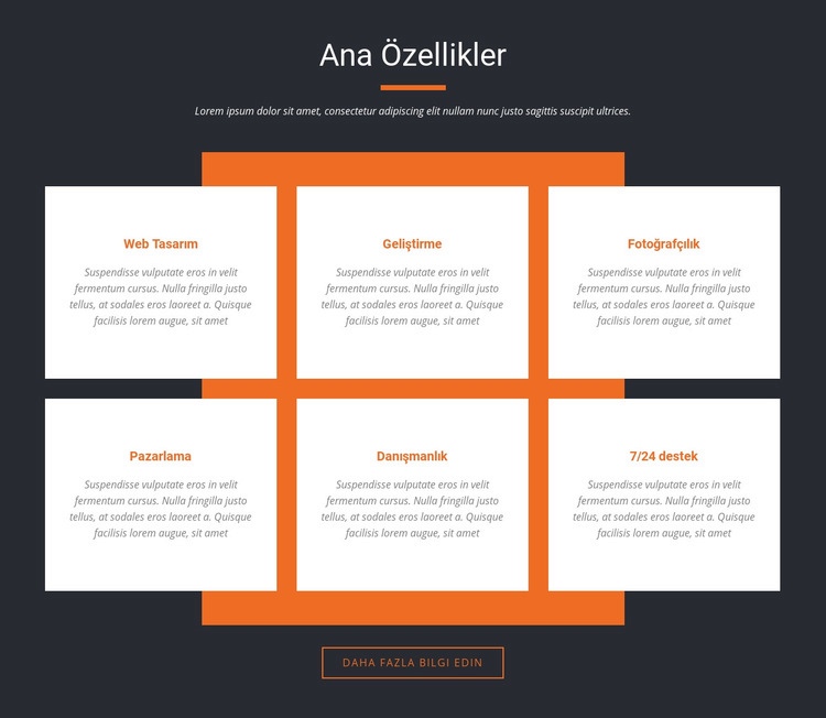 Önemli özellikler Web sitesi tasarımı