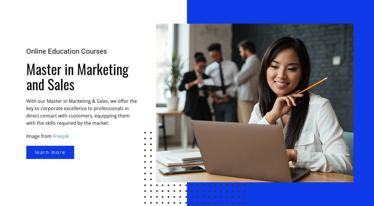 Master in Marketing Courses One Page Template