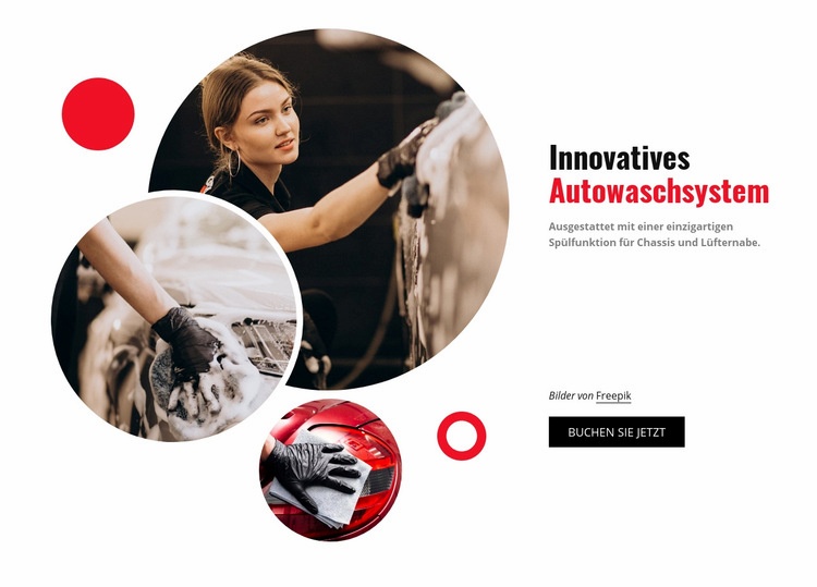 Innovatives Autowaschsystem Website-Modell