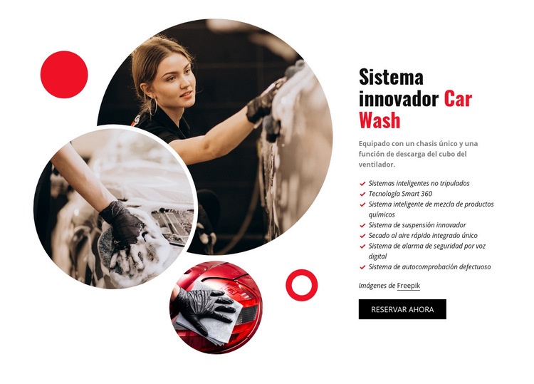 Innovador sistema de lavado de autos Maqueta de sitio web