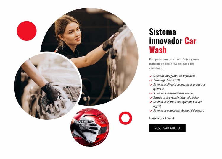 Innovador sistema de lavado de autos Plantilla de sitio web