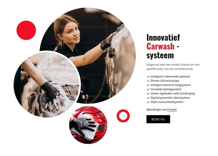 Innovatief carwashsysteem Sjabloon voor één pagina