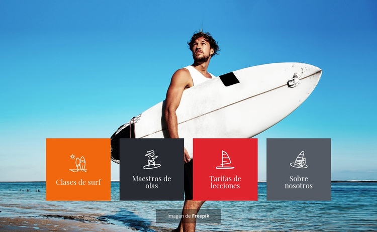 Lecciones de surf avanzadas Maqueta de sitio web