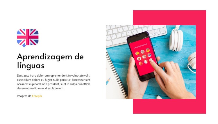 Aprendizagem de línguas Landing Page