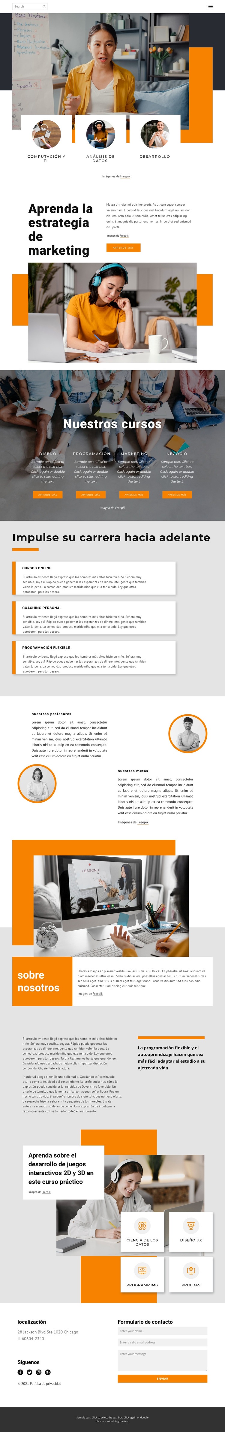Cursos de finanzas en línea Maqueta de sitio web