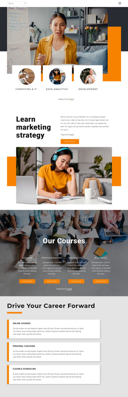 Online Finance Courses One Page Template