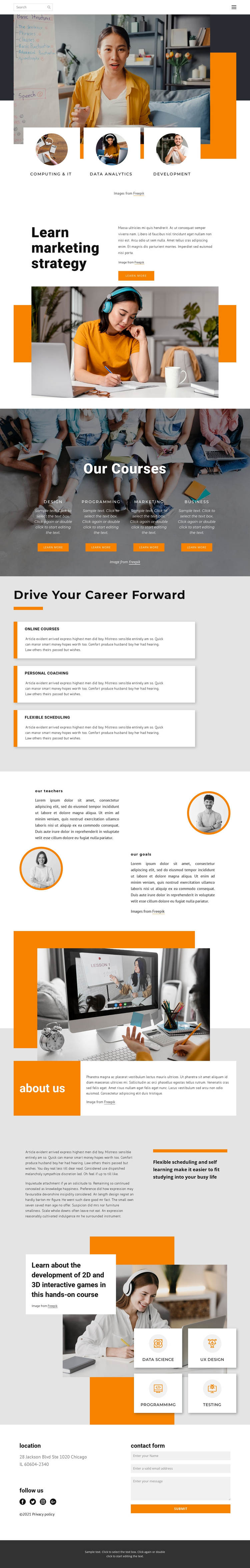 Online Finance Courses One Page Template