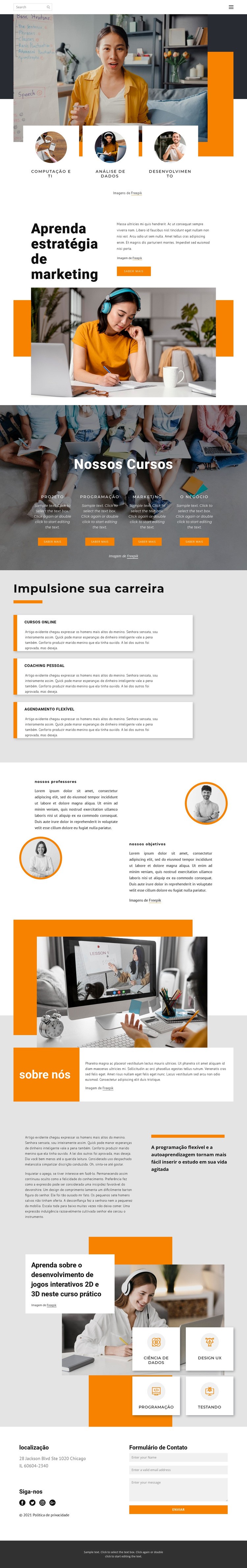 Cursos de finanças online Design do site