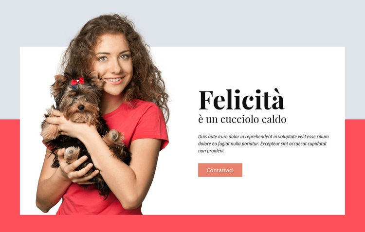 La felicità è un cucciolo caldo Mockup del sito web